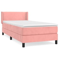 vidaXL atsperu gulta ar matraci, rozā samts, 90x190 cm cena un informācija | Gultas | 220.lv