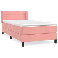 vidaXL atsperu gulta ar matraci, rozā samts, 80x200 cm cena un informācija | Gultas | 220.lv