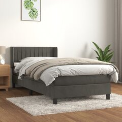 vidaXL atsperu gulta ar matraci, tumši pelēka samts, 90x190 cm cena un informācija | Gultas | 220.lv