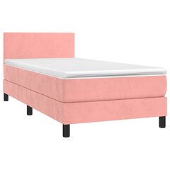 vidaXL atsperu gulta ar matraci, rozā samts, 90x190 cm цена и информация | Кровати | 220.lv