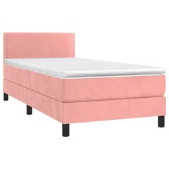 vidaXL atsperu gulta ar matraci, LED, rozā samts, 90x190 cm цена и информация | Кровати | 220.lv
