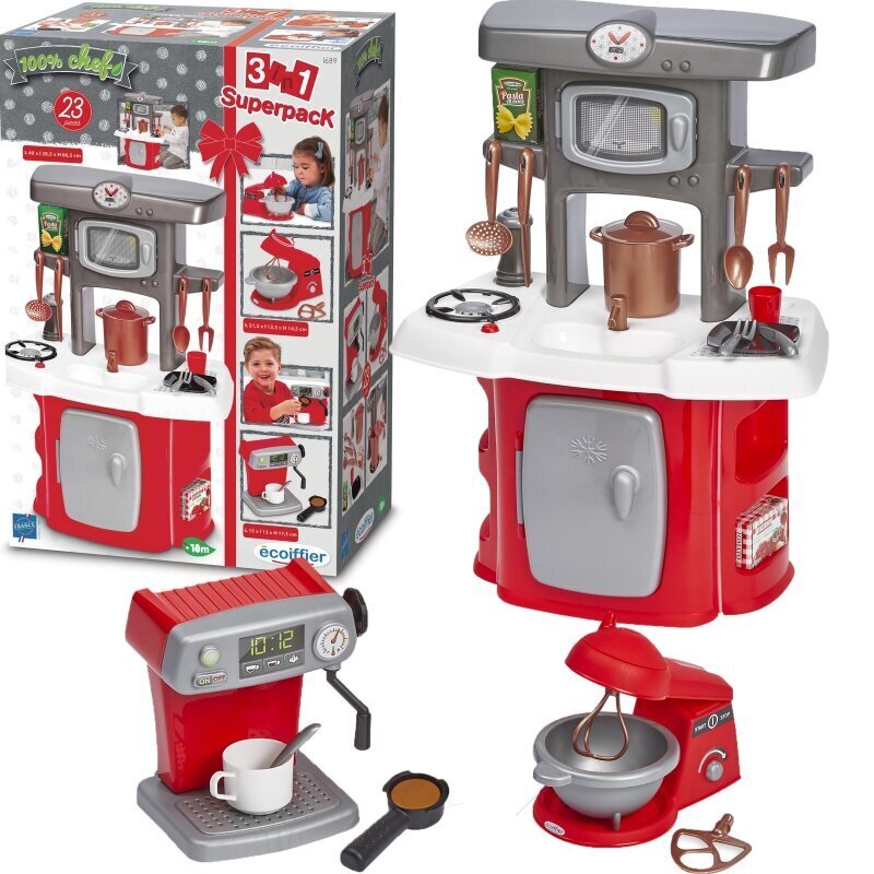Bērnu virtuve - Ecoiffier, 80x60x53, sarkana cena un informācija | Rotaļlietas meitenēm | 220.lv