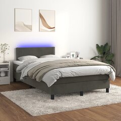 vidaXL atsperu gulta ar matraci, LED, tumši pelēks samts, 120x200 cm цена и информация | Кровати | 220.lv