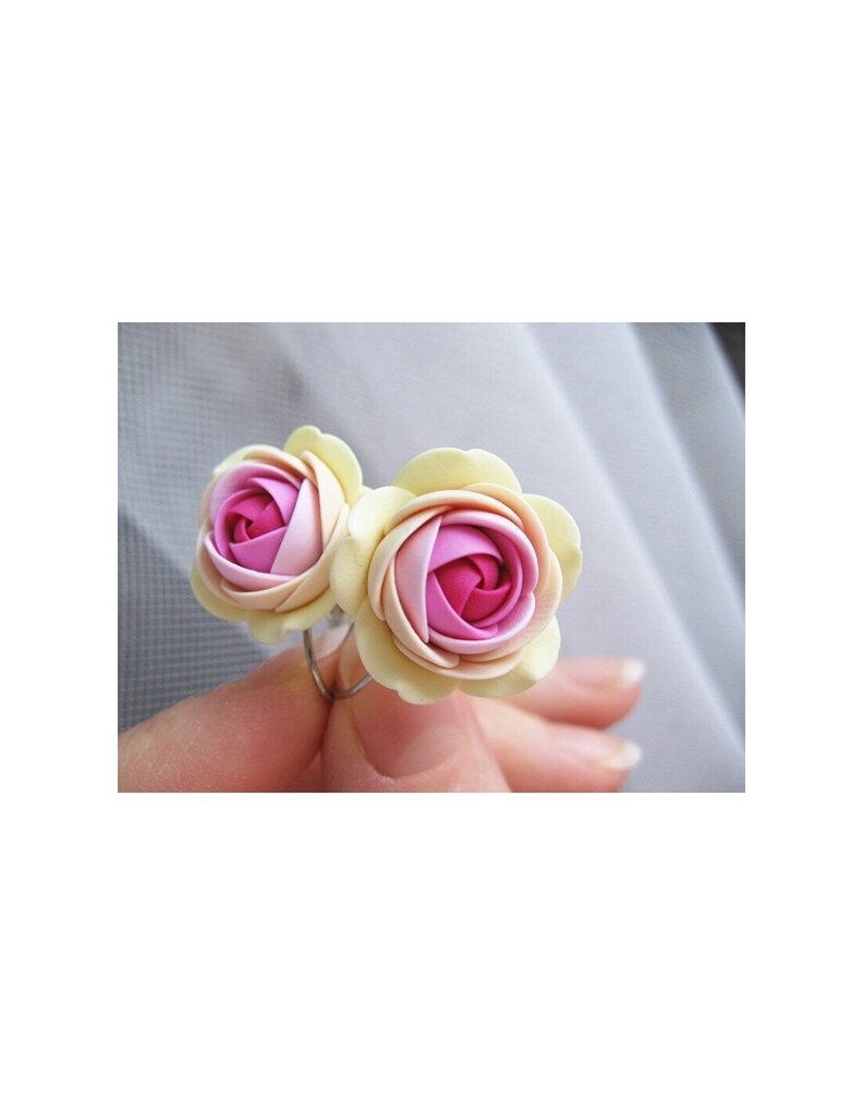 Troli Pink-vanilla dangling earrings in the shape of Summer Flower flowers cena un informācija | Auskari | 220.lv