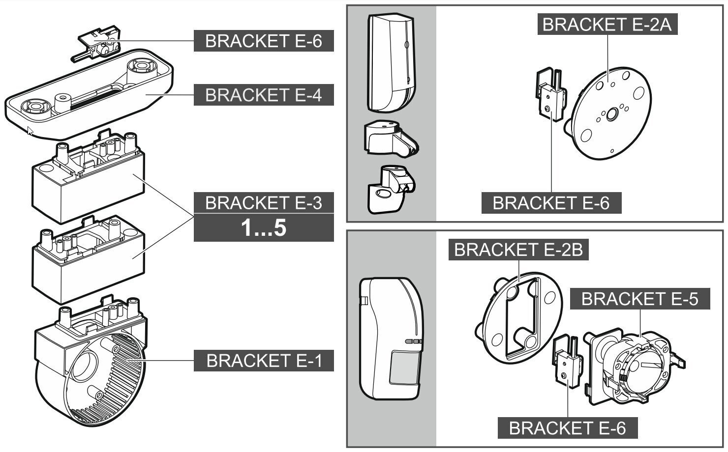 Moduļu kronšteina pamatne kustības detektoriem BRACKET-E-4 SATEL cena un informācija | Drošības sistēmas, kontrolieri | 220.lv