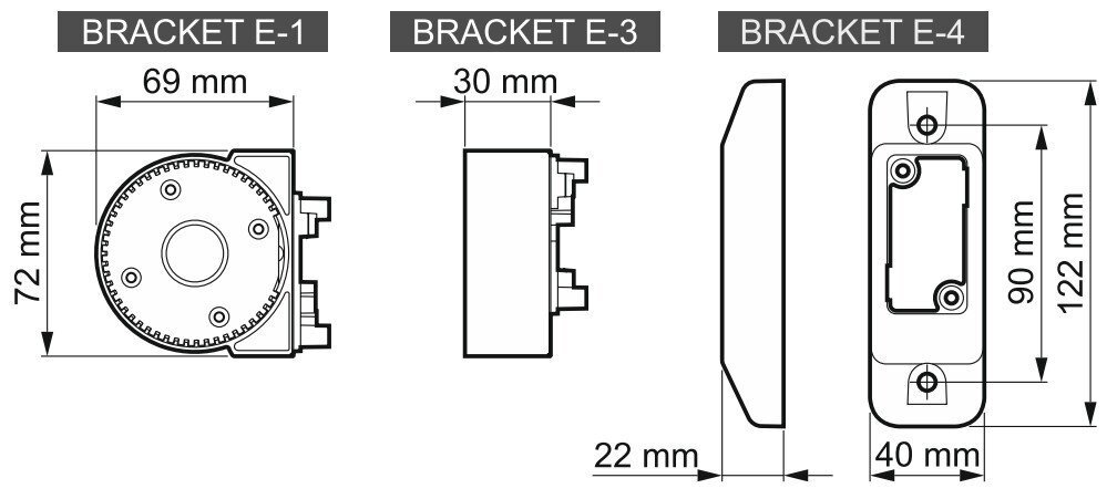 Moduļu kronšteina korpuss kustības detektoriem BRACKET-E-1 SATEL cena un informācija | Drošības sistēmas, kontrolieri | 220.lv