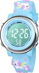 Bigmeda Детские наручные часы 3D Cartoon Waterpronation 7 Colors Light Modler Frivel Digital Watch с будильником в течение 3-10 лет маленького ребенка молодых девочек (Blueeinhorn) B08KDSF623 цена и информация | Аксессуары для детей | 220.lv