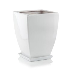 Keramikas puķu pods MOOD 31x43(A) cm, ar šķīvi, balts cena un informācija | Puķu podi | 220.lv
