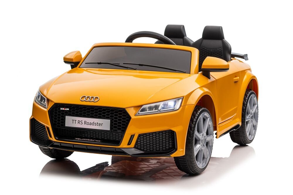 Audi TT RS, vienvietīgs elektromobilis bērniem, dzeltens cena un informācija | Bērnu elektroauto | 220.lv