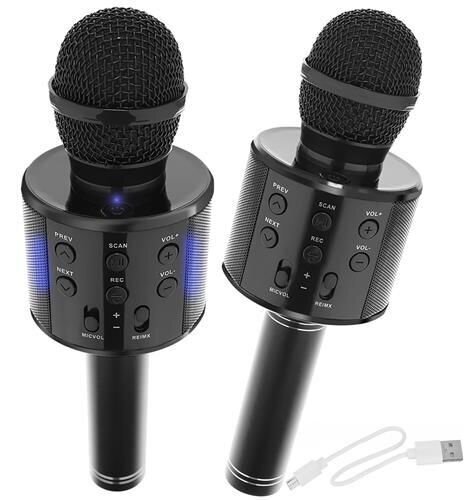 Bērnu karaoke mikrofons ar skaļruni, melns cena un informācija | Attīstošās rotaļlietas | 220.lv