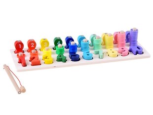 Koka izglītojoša puzle ar skaitļiem un krāsām un makšķeri цена и информация | Развивающие игрушки | 220.lv