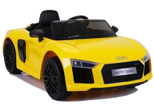 Liels Audi R8 JJ2198, vienvietīgs elektromobilis bērniem, dzeltens цена и информация | Электромобили для детей | 220.lv