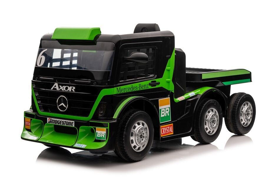 Mercedes-Benz Axor XMX622 vienvietīgs elektromobilis ar piekabi, zaļš cena un informācija | Bērnu elektroauto | 220.lv