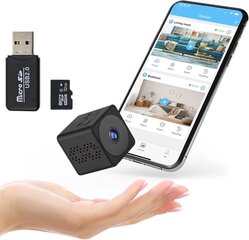 Drošības kamera + 32GB micro SD karte, bez kabeļa ierakstīšanas atmiņas kartē vai tiešas pārsūtīšanas uz tālruni. Darbojas ar vai bez Wi-Fi cena un informācija | Novērošanas kameras | 220.lv