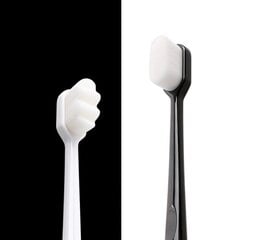 Komplektā 2 Nano zobu birstes ar futrāļiem, balts un melns. cena un informācija | Zobu pastas, birstes | 220.lv