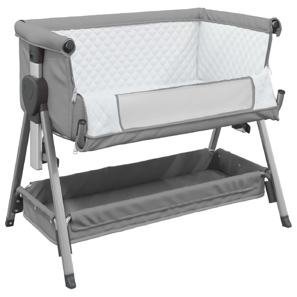 vidaXL bērnu gultiņa ar matraci, gaiši pelēks lina audums цена и информация | Zīdaiņu gultas | 220.lv
