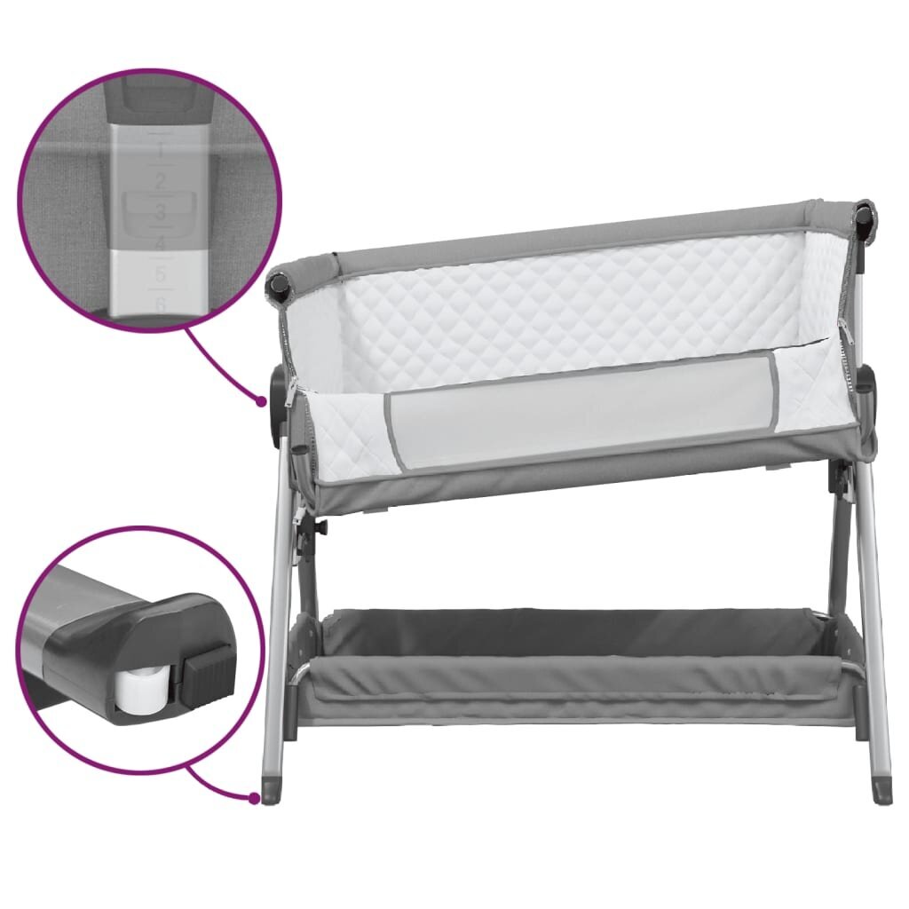 vidaXL bērnu gultiņa ar matraci, gaiši pelēks lina audums цена и информация | Zīdaiņu gultas | 220.lv