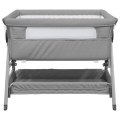 vidaXL bērnu gultiņa ar matraci, gaiši pelēks lina audums цена и информация | Детские кроватки | 220.lv