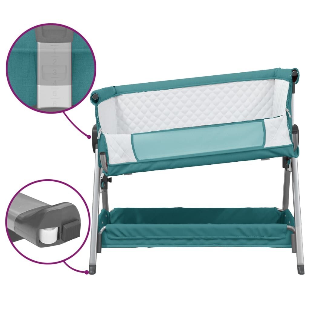 vidaXL bērnu gultiņa ar matraci, zaļš lina audums цена и информация | Zīdaiņu gultas | 220.lv