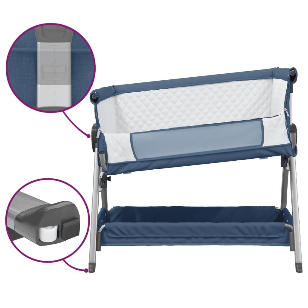 vidaXL bērnu gultiņa ar matraci, zils lina audums cena un informācija | Zīdaiņu gultas | 220.lv