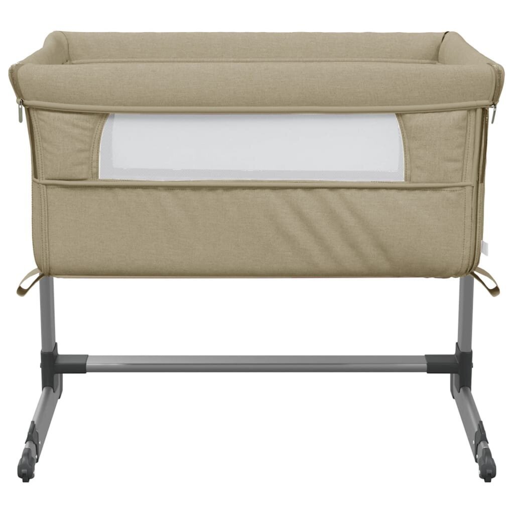 vidaXL bērnu gultiņa ar matraci, pelēkbrūns lina audums cena un informācija | Zīdaiņu gultas | 220.lv