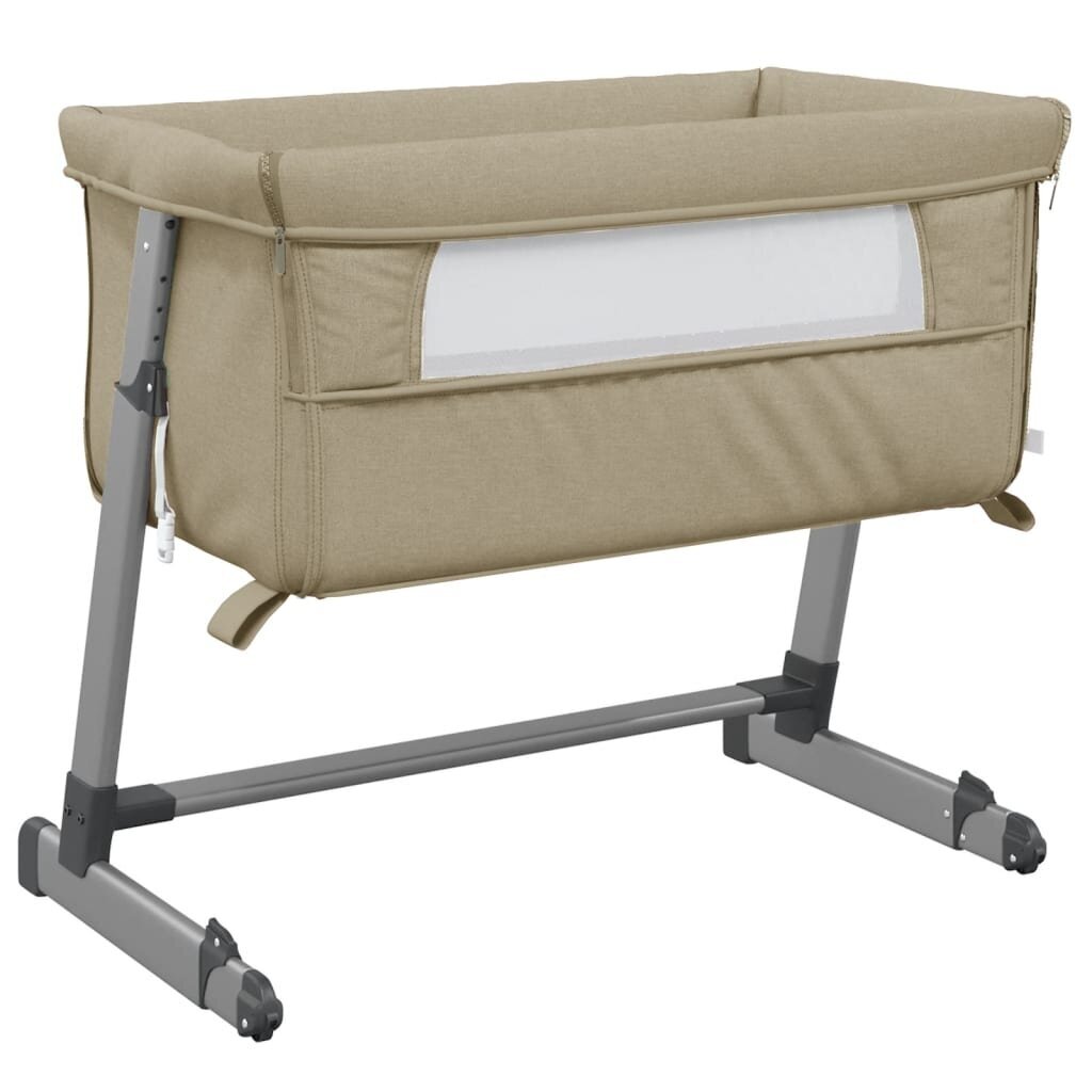 vidaXL bērnu gultiņa ar matraci, pelēkbrūns lina audums cena un informācija | Zīdaiņu gultas | 220.lv