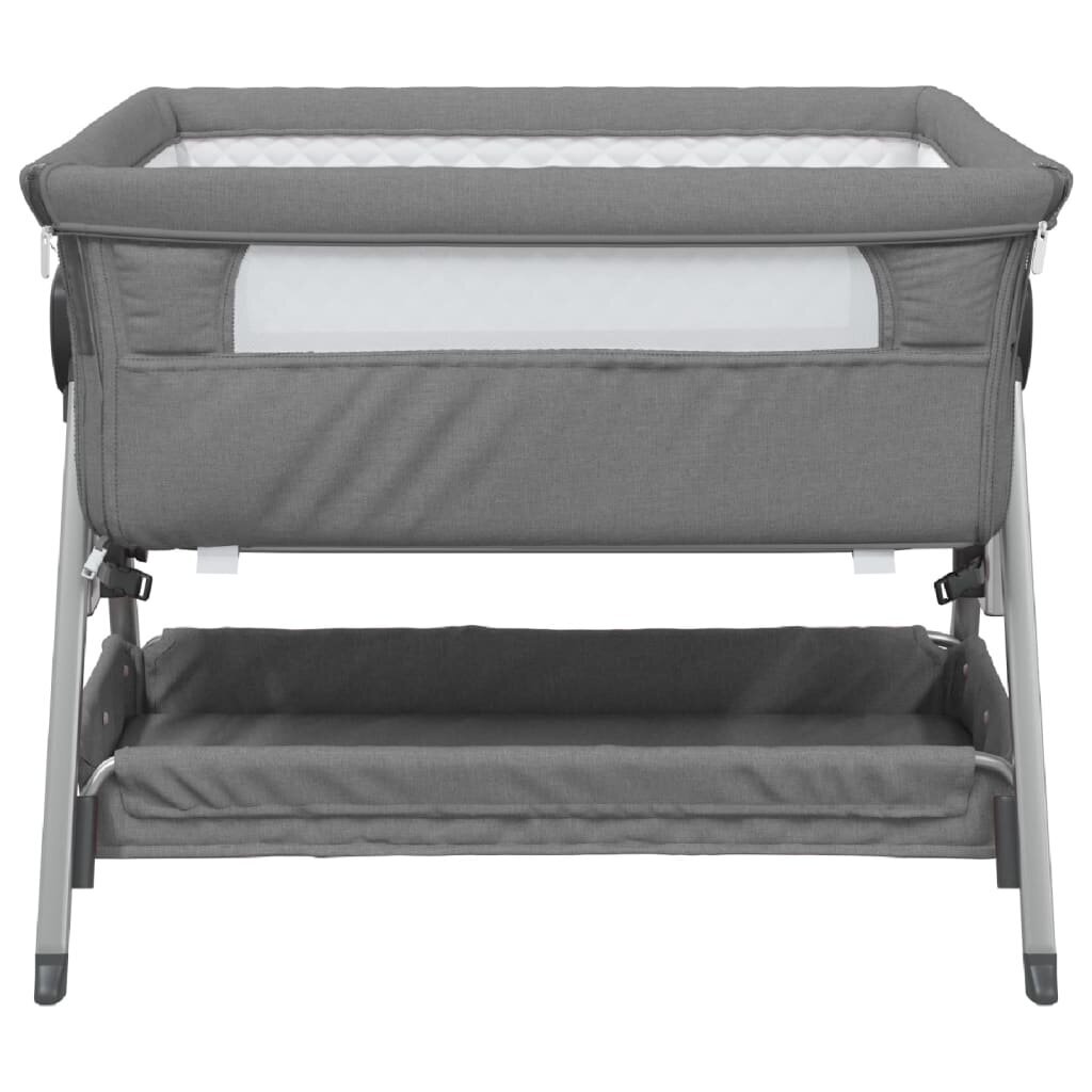 vidaXL bērnu gultiņa ar matraci, tumši pelēks lina audums цена и информация | Zīdaiņu gultas | 220.lv