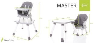 Krēsls 4Baby Master 6in1, pelēks цена и информация | Стульчики для кормления | 220.lv