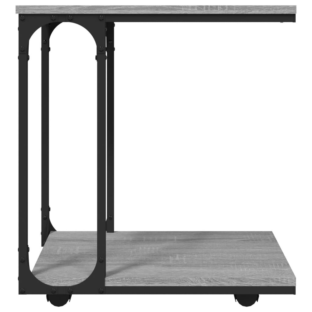 vidaXL galdiņš ar riteņiem, pelēks, 50x35x55,5 cm, inženierijas koks cena un informācija | Žurnālgaldiņi | 220.lv
