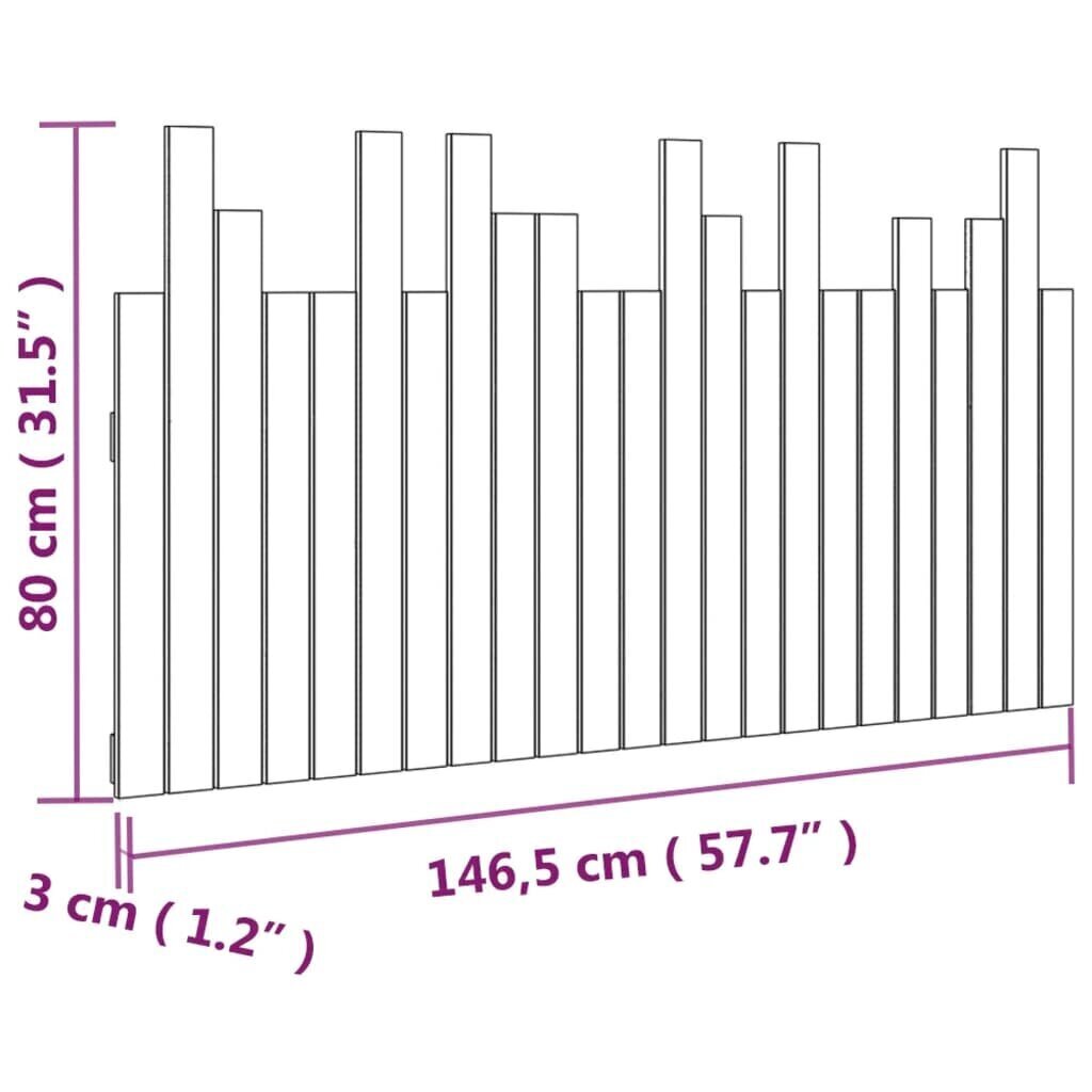 vidaXL galvgalis, medus brūns, 146,5x3x80 cm, priedes masīvkoks cena un informācija | Gultas | 220.lv