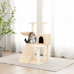 vidaXL kaķu māja ar sizala stabiem nagu asināšanai, 82 cm, krēmkrāsas cena un informācija | Kaķu mājas, nagu asināmie | 220.lv