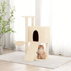 vidaXL kaķu māja ar sizala stabiem nagu asināšanai, 96 cm, krēmkrāsas cena un informācija | Kaķu mājas, nagu asināmie | 220.lv