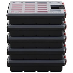 vidaXL kastes ar nodalījumiem, 5 gab., 34,5x25x5 cm, polipropilēns cena un informācija | Instrumentu kastes | 220.lv