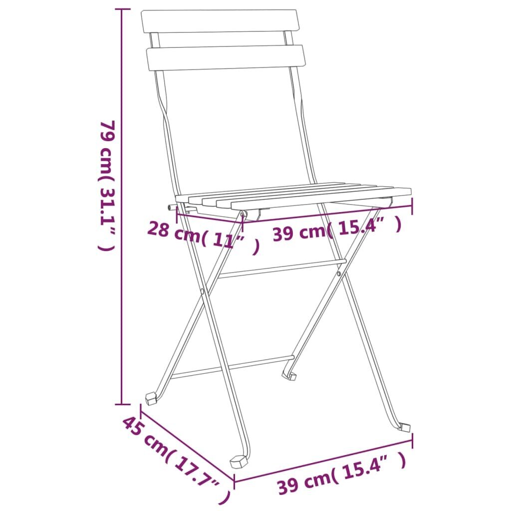 vidaXL saliekami bistro krēsli, 4 gab., akācijas masīvkoks un tērauds цена и информация | Dārza krēsli | 220.lv