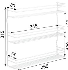 Полка для специй для крепления на стене или в кухонном шкафу цена и информация | Комплектующие для кухонной мебели | 220.lv