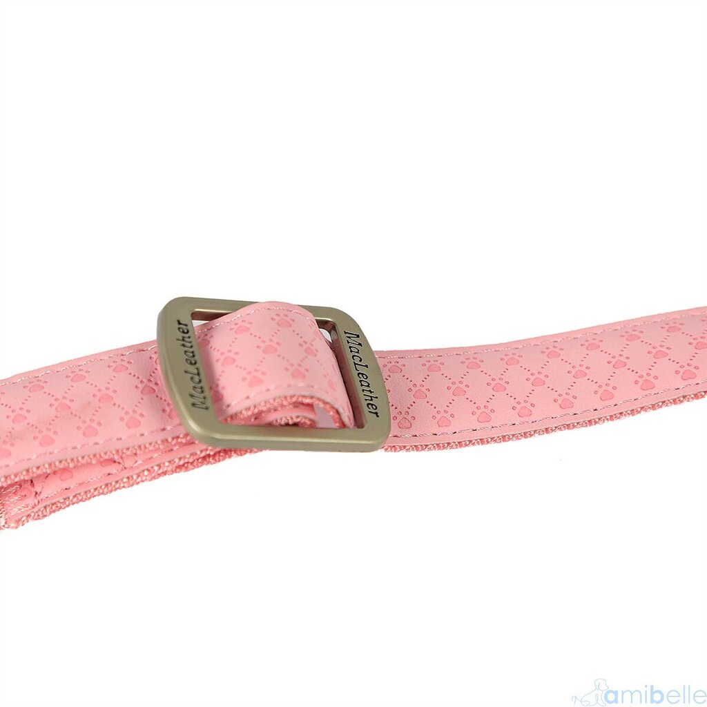Amibelle ādas kakla siksna, 25, rozā цена и информация | Apkakles, siksnas suņiem | 220.lv