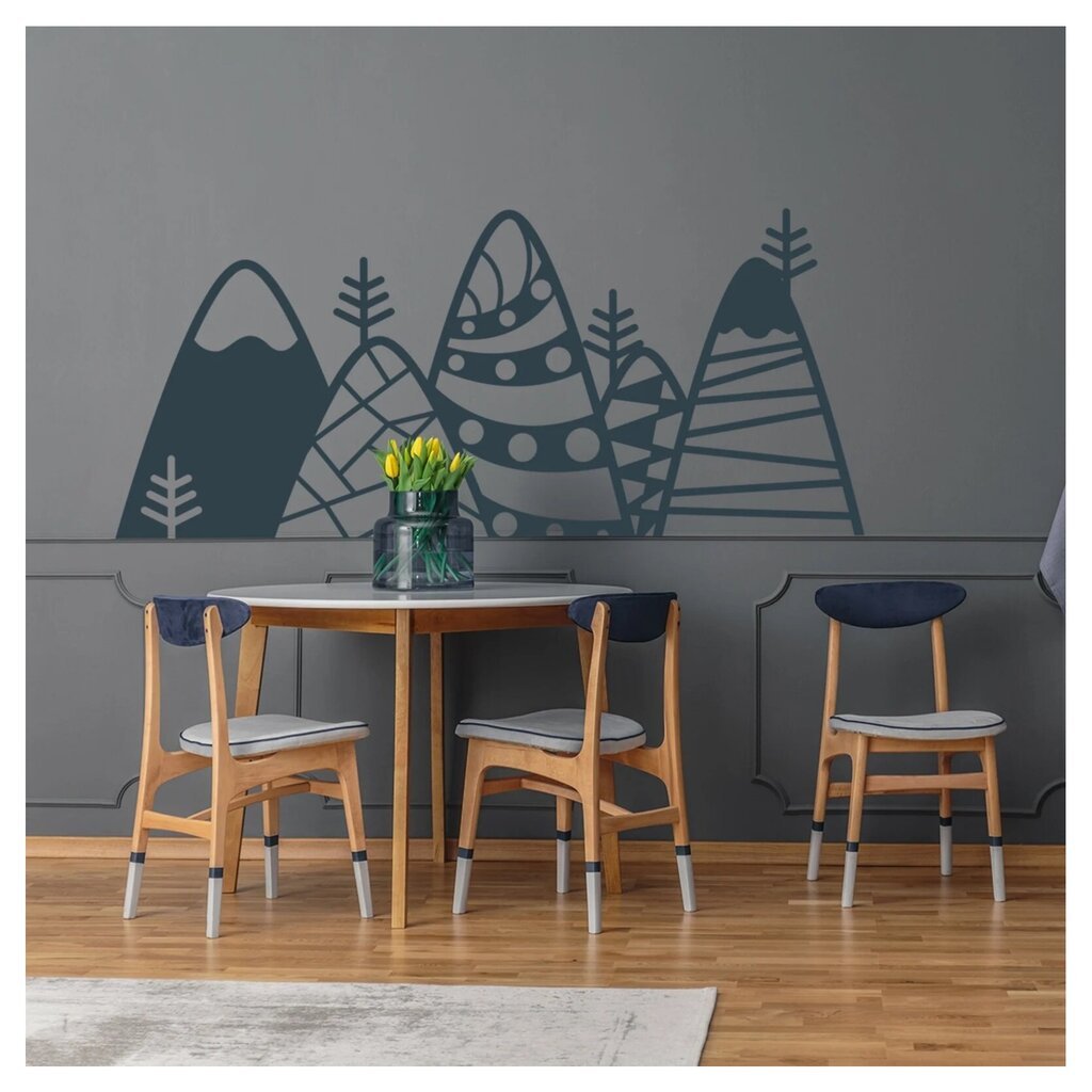 Pelēka raksta kalnu vinila sienas uzlīme bērnu istabas interjera dekors - 200 x 86 cm cena un informācija | Dekoratīvās uzlīmes | 220.lv