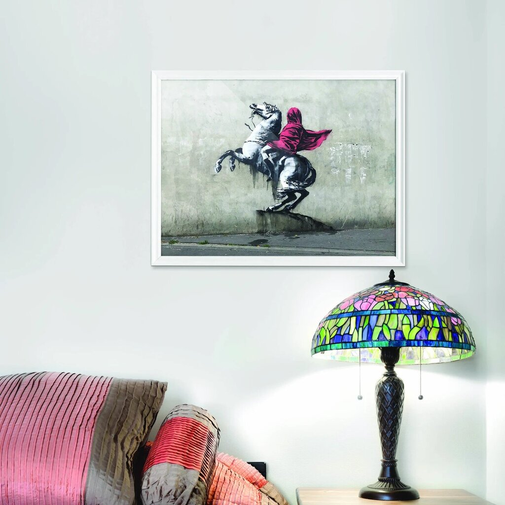 Sienas apdruka Audekls Banksy Graffiti Napoleon on Horse interjera dekors - 100 x 71 cm cena un informācija | Gleznas | 220.lv