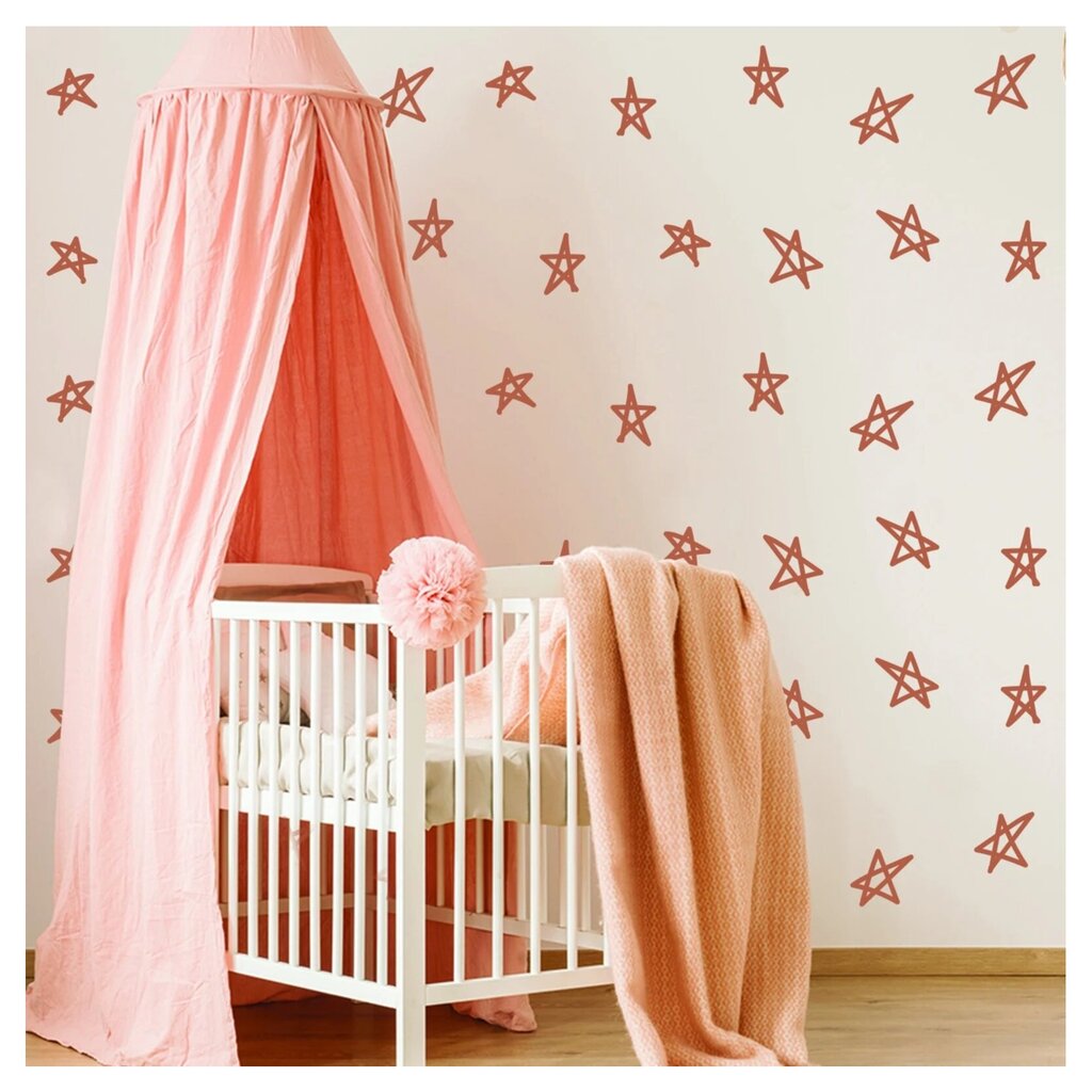 Vinila sienas uzlīmes, rozā zvaigznes, bērnu istabas interjera dekors - 40 gab. (10 cm) цена и информация | Dekoratīvās uzlīmes | 220.lv