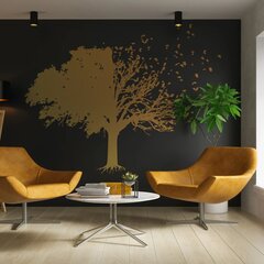Vinila zelta sienas uzlīme liels koks ar lapām Interjera dekors - 160 x 160 cm cena un informācija | Dekoratīvās uzlīmes | 220.lv