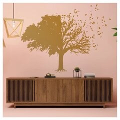 Vinila zelta sienas uzlīme liels koks ar lapām Interjera dekors - 160 x 160 cm cena un informācija | Dekoratīvās uzlīmes | 220.lv