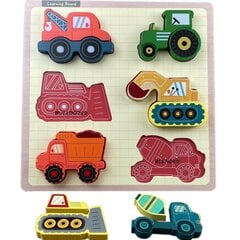 Деревянный пазл - Автомобили цена и информация | Игрушки для малышей | 220.lv