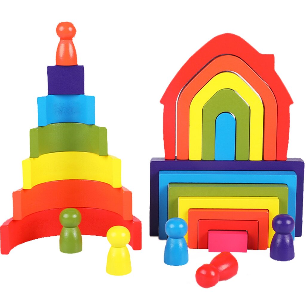 Koka piramīda - Varavīksne цена и информация | Rotaļlietas zīdaiņiem | 220.lv
