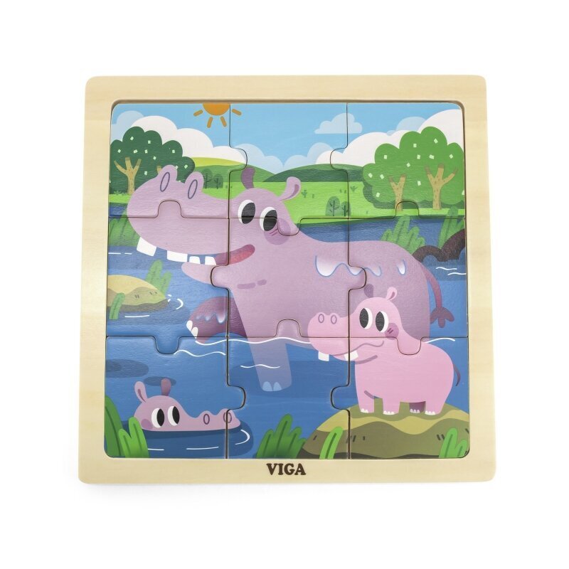 Koka puzle Viga, Hipopotams, 9 daļas цена и информация | Puzles, 3D puzles | 220.lv