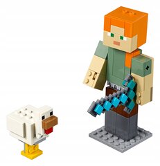 LEGO MINECRAFT 21149 BigFig Алекс с цыпленком цена и информация | Конструкторы и кубики | 220.lv