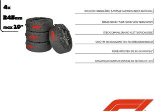 Formula 1 riepu kabatas komplekts, riepu aizsardzības pārsegs, četrdaļīgs, ūdens atgrūdošs, mazgājams, melns un sarkans, tīram transportam un drošai uzglabāšanai cena un informācija | Auto piederumi | 220.lv