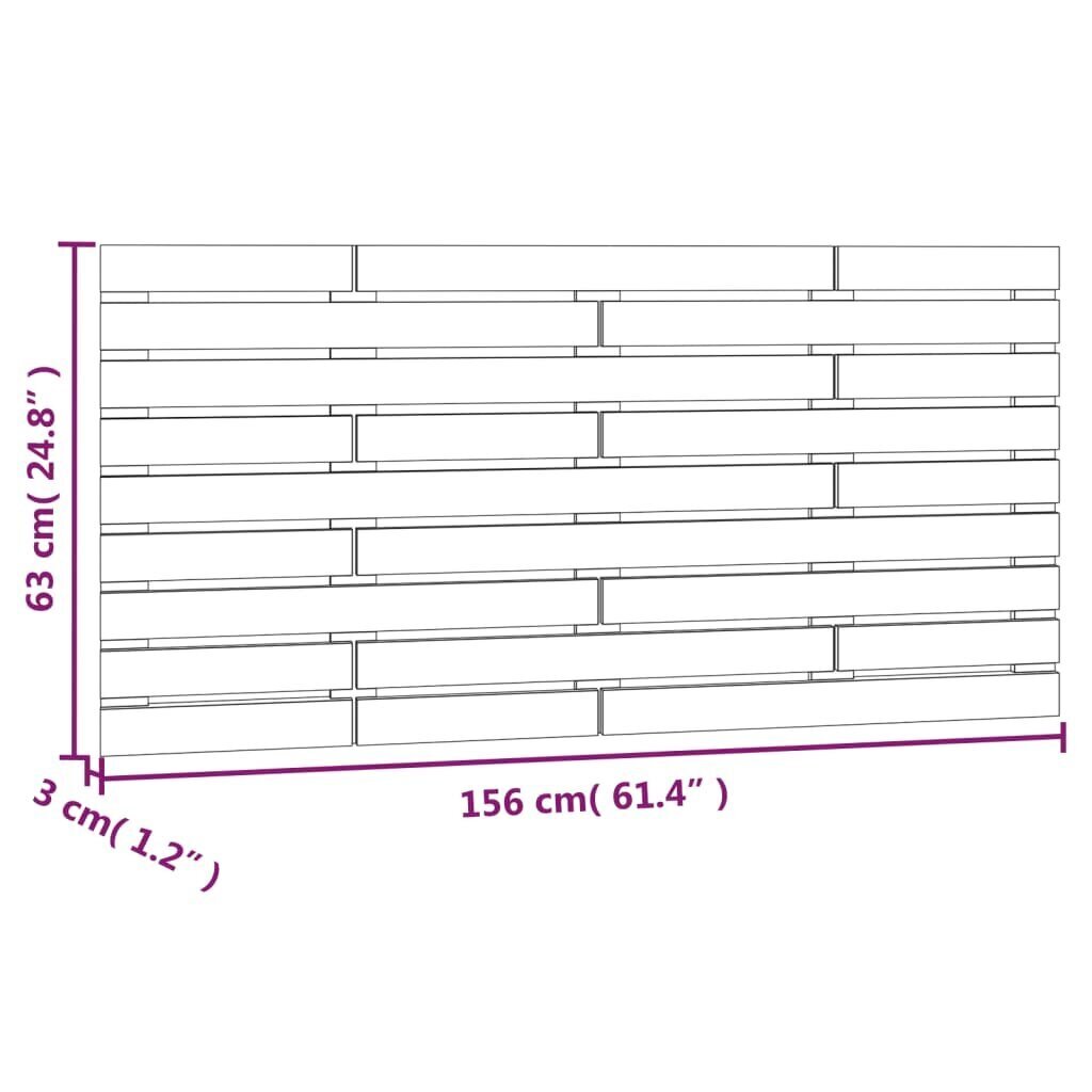 vidaXL sienas galvgalis, melns, 156x3x63 cm, priedes masīvkoks cena un informācija | Gultas | 220.lv