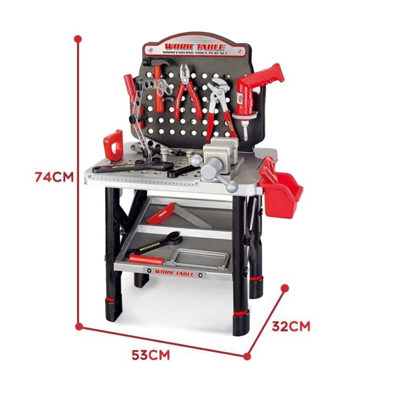 Liels amatnieka darba galds ar instrumentiem bērniem 50gab. цена и информация | Rotaļlietas zēniem | 220.lv
