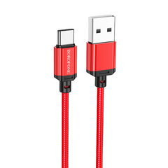 Borofone Cable BX87 Sharp - USB līdz C tipam - 3A 1 metrs sarkans цена и информация | Кабели для телефонов | 220.lv