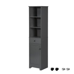 SoBuy Tall Bathroom Cabinet Bathroom Storage Cabinet with 3 Shelves 1 Drawer 1 Cabinet,BZR17-DG цена и информация | Шкафчики для ванной | 220.lv